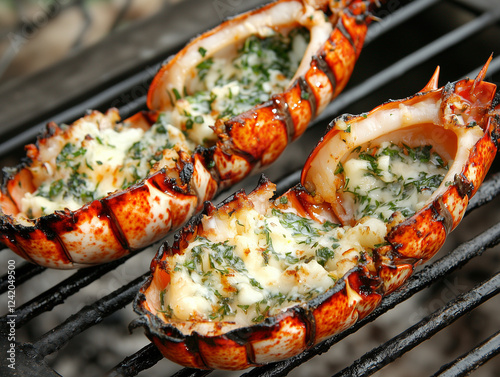 Queues de langoustes grillées au barbecue photo