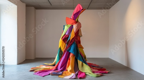  Artistic Installation of a Holika Effigy Made of Colorful Fabric, Representing a Contemporary Take on the Tradition photo