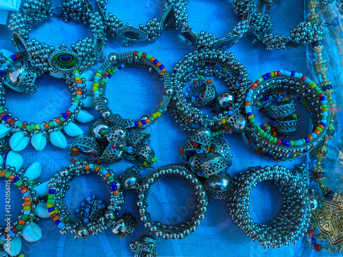 Handcrafted jewelry for sale on the streets , Udaipur, India