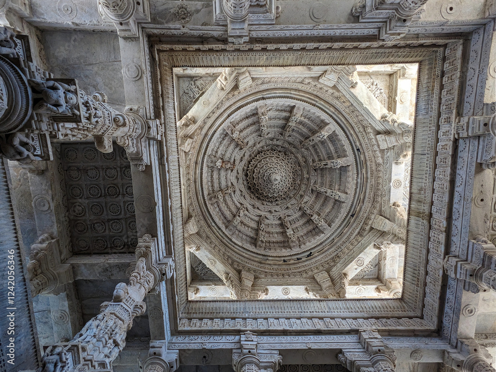 Absolutely stunning roof in the shape of a wheel with perfect symmetry, Udaipur, India