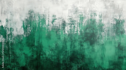 Abstract Green and White Textured Paint Background