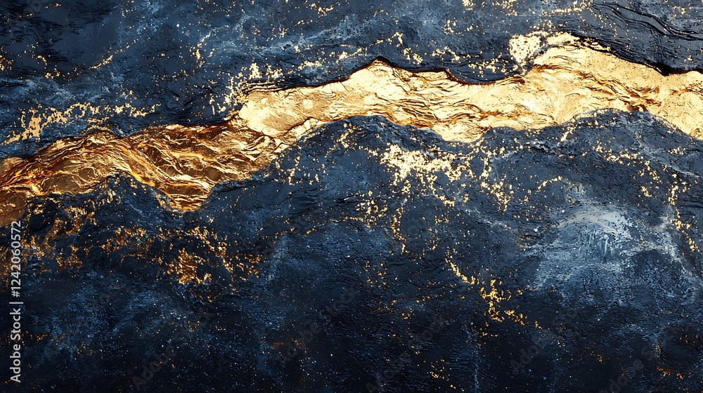 A captivating blend of gold and deep blue liquid art, creating a sophisticated, modern, and elegant luxury texture. A captivating blend of gold and deep blue liquid art, creating a sophisticated, modern, and elegant luxury texture.