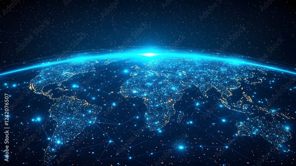 Fototapeta premium Global Futuristic Network with Carbon Credit Data and Sustainable Eco Finance Concept