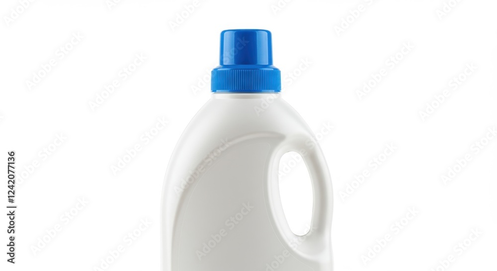 White plastic detergent bottle with blue cap isolated on white background White plastic detergent bottle with blue cap isolated on white background