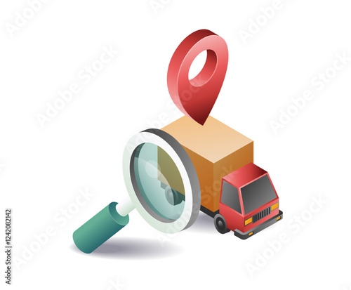 Tracking the location of goods delivery concept illustration