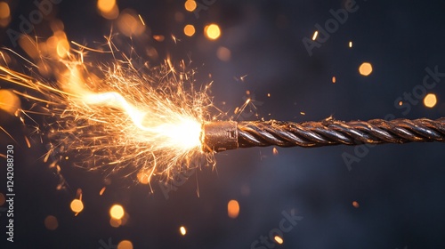 Burning fuse showing the concept of danger, tension or time running out photo