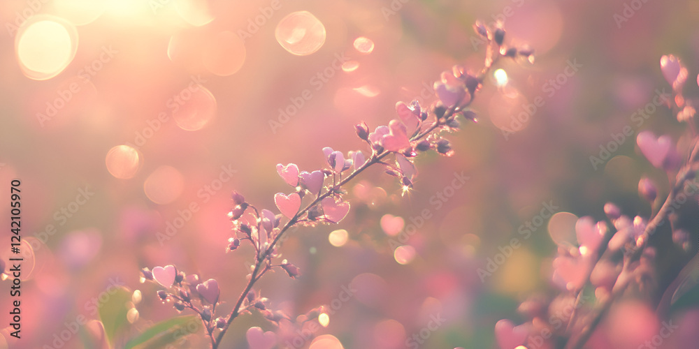 Fototapeta premium Pink Bokeh Adorned with Faint Heart-Shaped Glows for a Romantic Touch