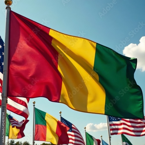 Pan African flag with African American flags and Juneteenth celebrations displayed together, Pan Africanism, wreath, Africa photo