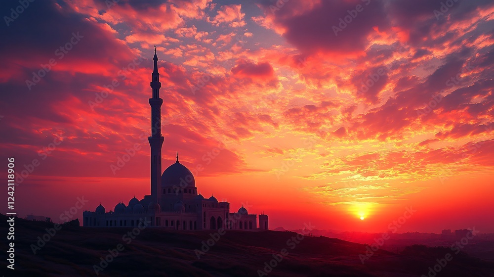 Obraz premium silhouette of mosque at sunset