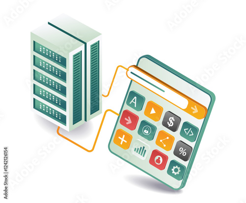 Tablet application test data server concept illustration