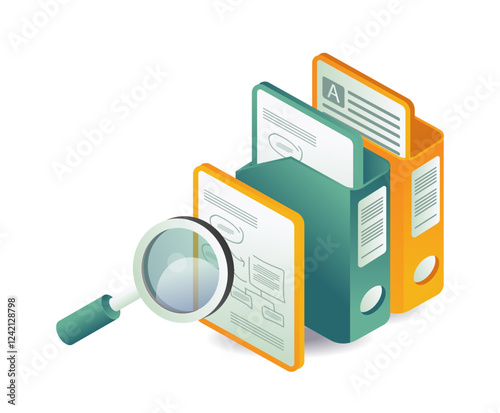 Searching for office paper files concept illustration