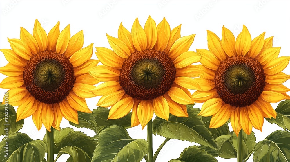 Obraz premium Vibrant sunflower blooms garden botanical photography natural light close-up floral beauty