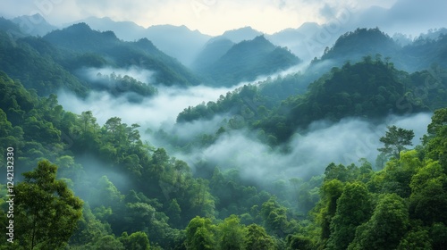 Exploring lush green mountains misty valley nature photography serene environment scenic viewpoint tranquil beauty
