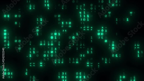 Green matrix raining binary code ascii strings of 0 and 1 fall from top to bottom, cyberspace, cyber attack hacking, computer protection, safety, privacy, internet security. Alpha, 4K UHD