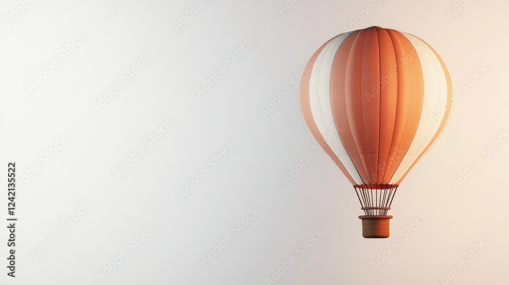 Obraz premium Vintage Hot Air Balloon Floating Above a Minimalist Background