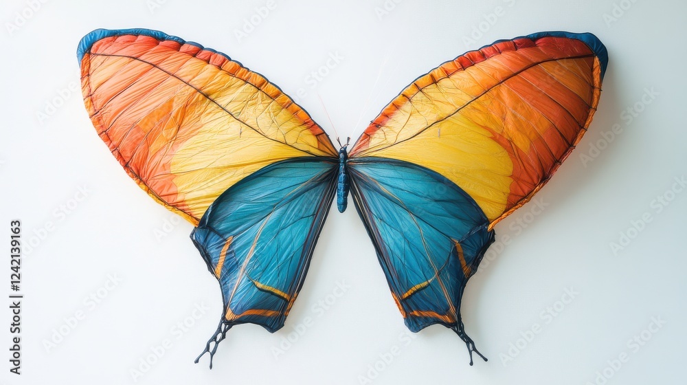 Obraz premium Colorful Butterfly Specimen with Vibrant Wings on White Background