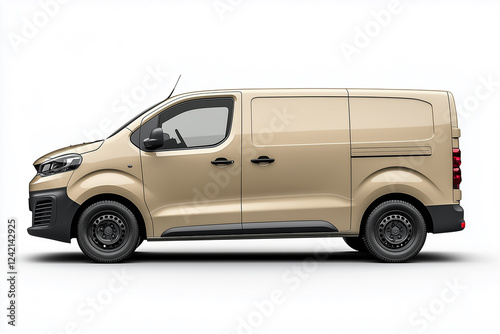 Van with empty side, space for design, transport car mock up. Delivery van isolated on white background