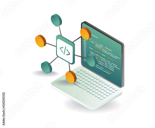 Network code programming language concept illustration