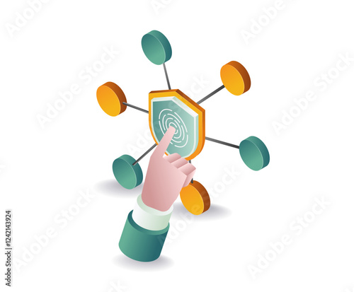 Network security button concept illustration