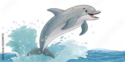 Dolphin leaps joyfully above ocean waves on a bright day, showcasing its playful nature and agility through the water transparent background png