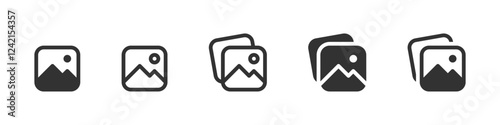 Gallery icon vector set, photo album icon, image picture symbol. Thin line gallery photo outline icons for web and mobile apps