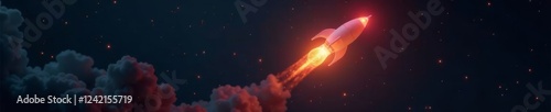 Rocket light bulb with glow in dark background , space, rocket, light bulb