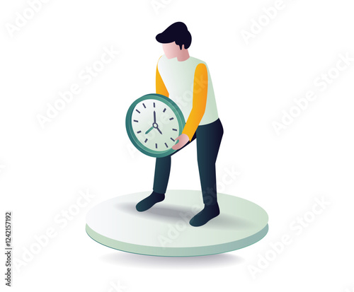 Man carrying wall clock symbol time concept