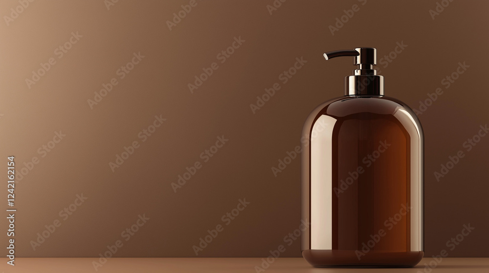 modern dispenser brown bottle with a pump , on brown background . cream , shampoo , cosmetic , soap , gel modern dispenser brown bottle with a pump , on brown background . cream , shampoo , cosmetic , soap , gel