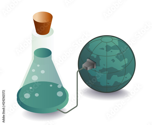 Experimental bottle symbol with earth