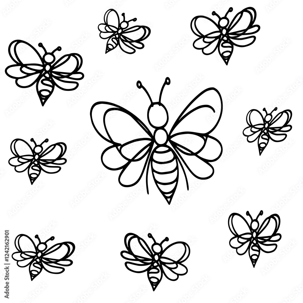 Obraz premium Draw one continuous line of a bee