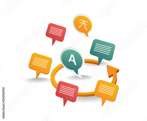 Foreign language data translation conversation concept illustration