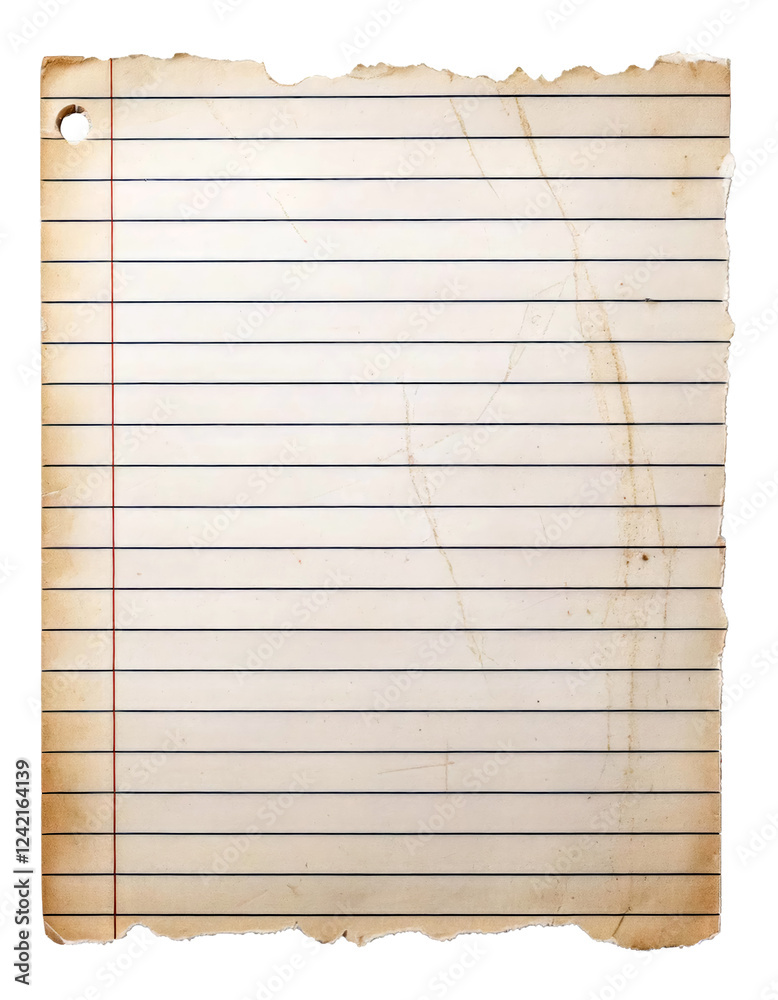 Obraz premium Torn paper with distressed edges and a textured perfect scrapbook isolated cut out on transparent png