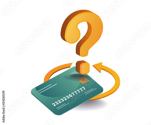 Credit card with question mark concept illustration