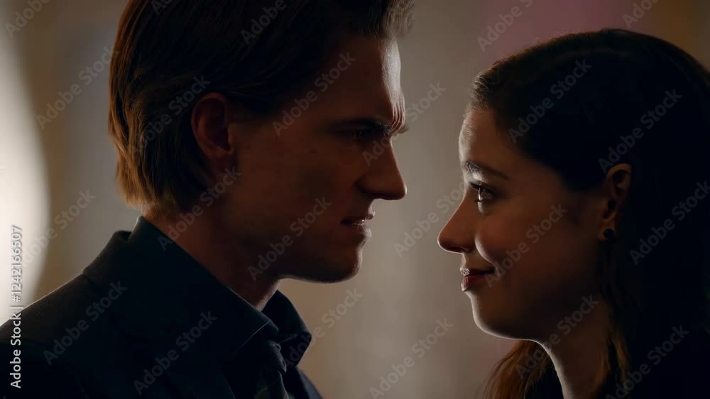A Tense Moment Between Two Characters in a Dimly Lit Room, Capturing an Intense Emotional Exchange and Expectation for a Potential Relationship