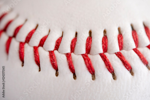 Extreme closup of baseball stiches photo