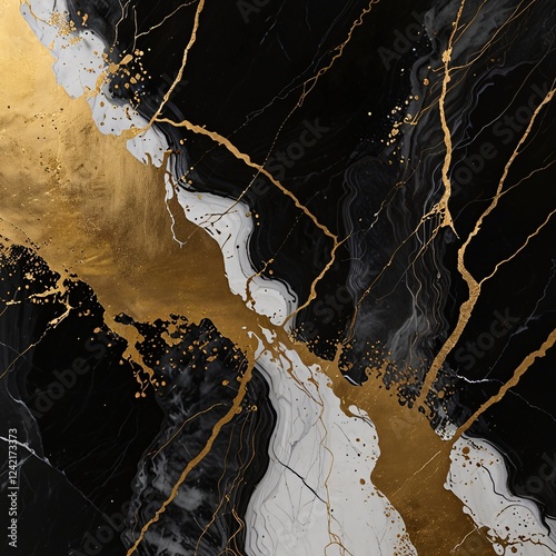 Elegant Black and Gold Marble Abstract