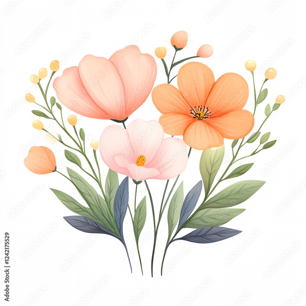 Fototapeta premium Bouquet of flowers with pink and orange petals