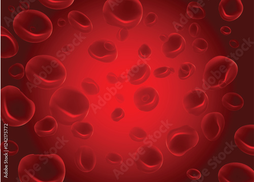 Red blood cells flowing through vein or artery representing human blood circulation