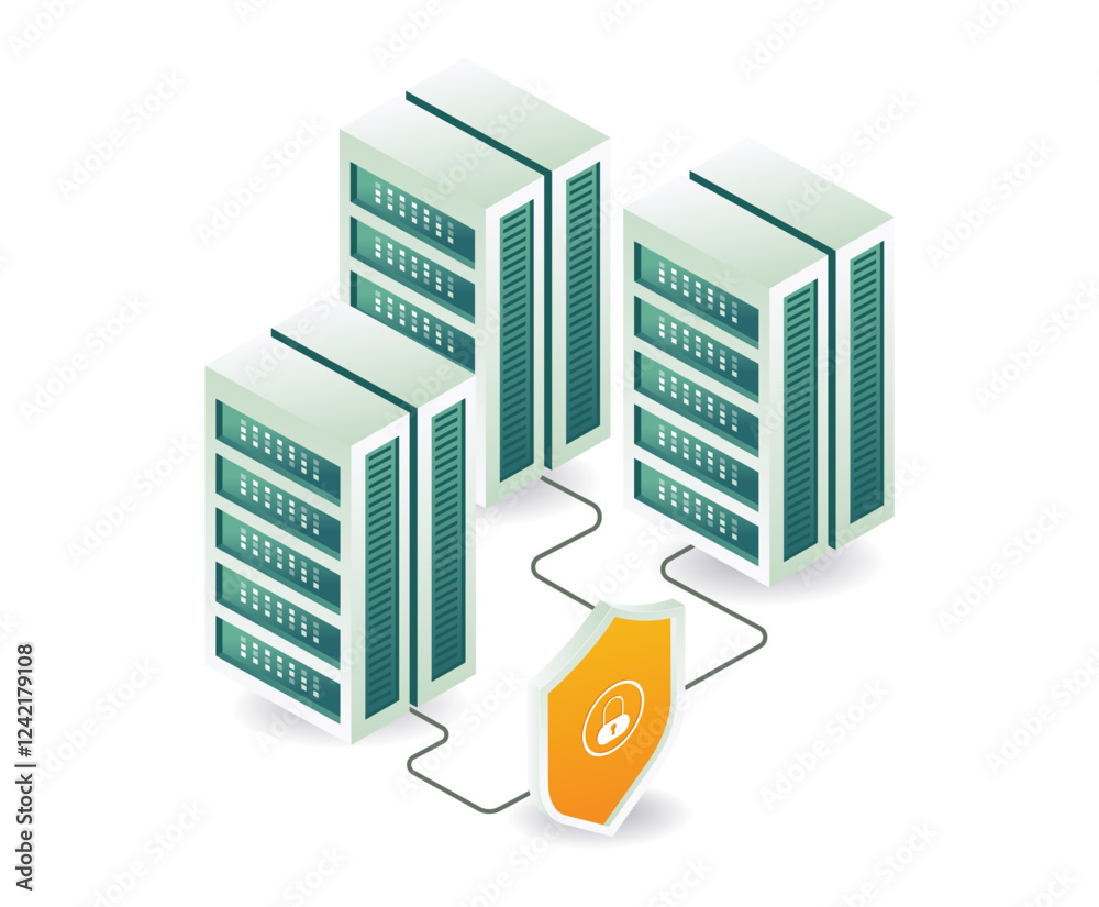 Cloud server security technology concept illustration Cloud server security technology concept illustration