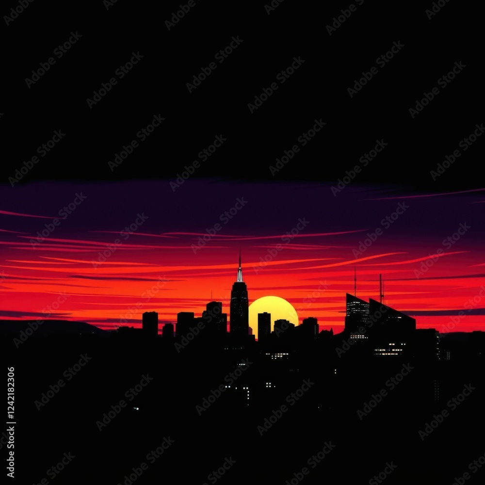 Naklejka premium Silhouettes of business professionals in a modern city skyline skyline silhouette 