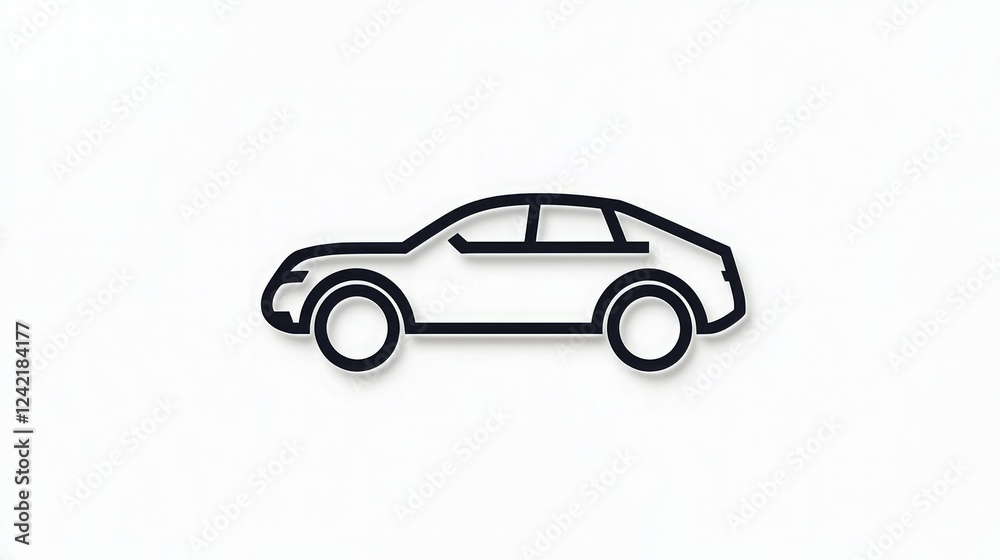 A simple black outline of a car, showcasing its side profile against a plain white background. A simple black outline of a car, showcasing its side profile against a plain white background.