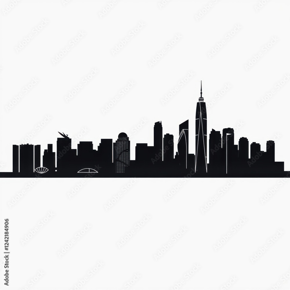 Obraz premium Engineer silhouette with hard hat and tablet city skyline at sunset showcasing urban development and innovation skyline silhouette 