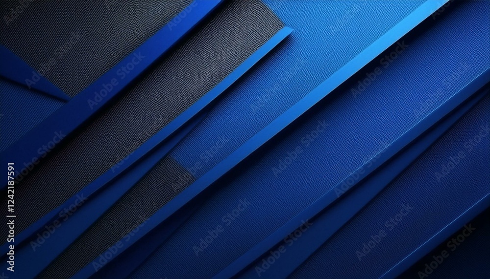 Obraz premium Black blue abstract modern background for design. Dark. Geometric shape. 3d effect. Diagonal lines, stripes. Gradient. Light, glow. Metallic sheen. Minimal. Web banner. Wide. Panoramic.