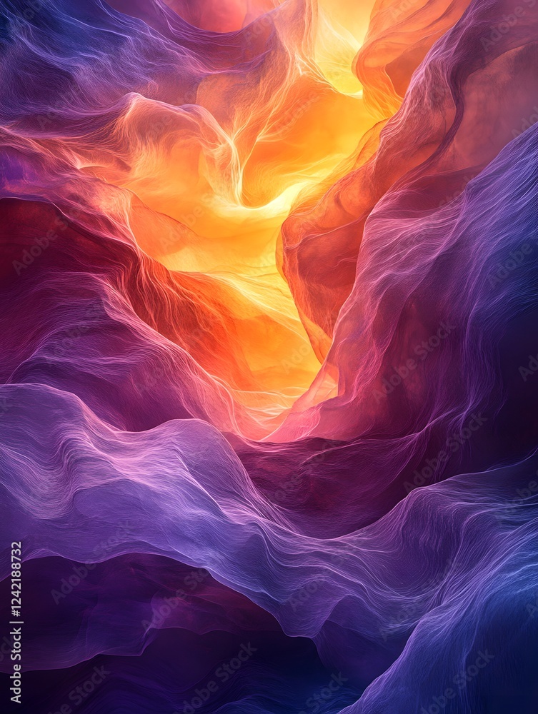 Fototapeta premium A dynamic composition with transparent shapes and vibrant gradients evokes movement and energy, creating a modern feel. Ideal for backgrounds in graphic design or digital media conveying innovation.