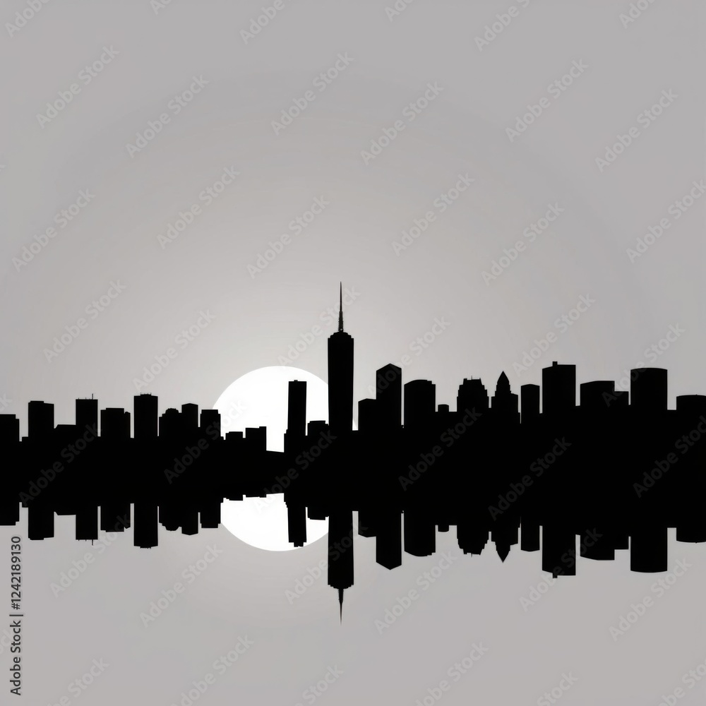 Obraz premium Vibrant watercolor city skyline for travel postcards and urban-themed designs skyline silhouette 