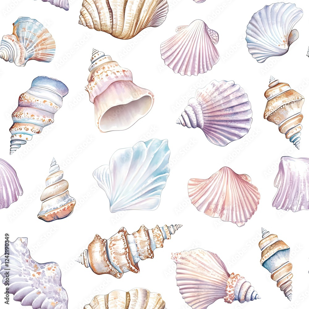 Pastel Sea Shells Seamless Pattern Texture Pastel Sea Shells Seamless Pattern Texture