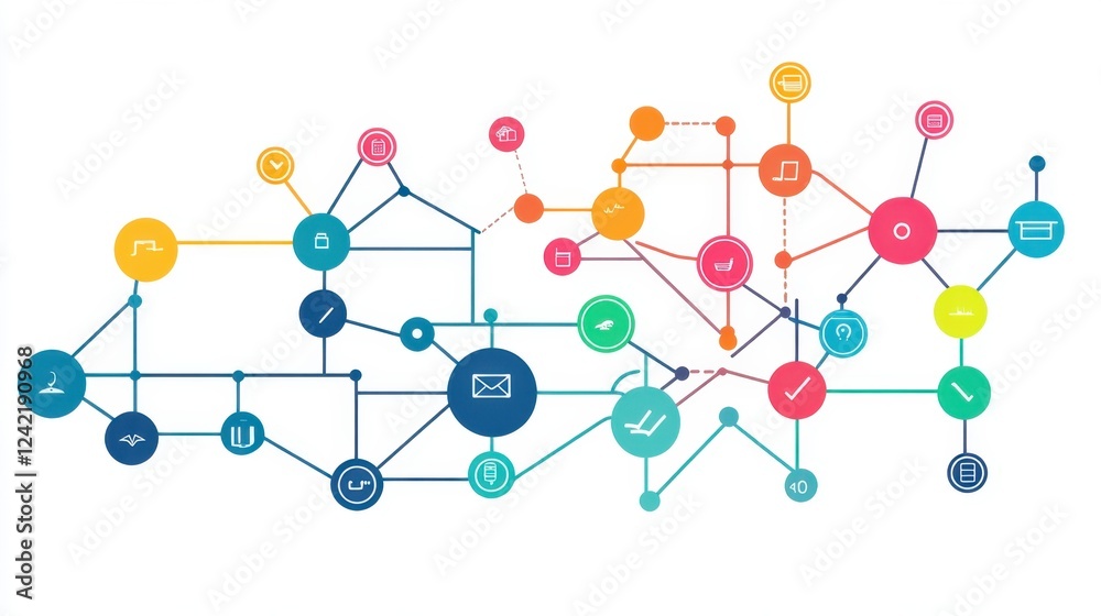 A supply chain process flow diagram highlighting key distribution channels. A supply chain process flow diagram highlighting key distribution channels.