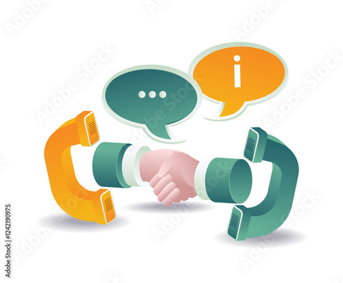 Agree to cooperate via telephone concept illustration