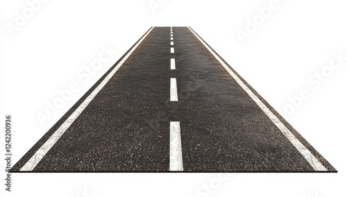 Wallpaper Mural Straight asphalt road with white lane markings isolated on white background. (1) Torontodigital.ca