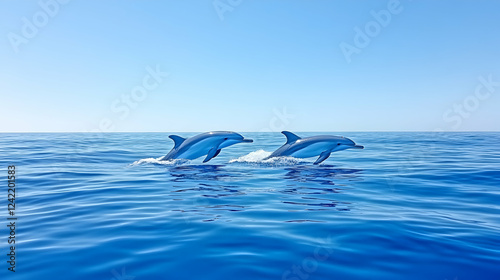 Wallpaper Mural Dolphins leaping ocean blue water sunny day wildlife marine life travel poster Torontodigital.ca